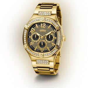 GUESS Mens Gold Tone Multi-function Watch